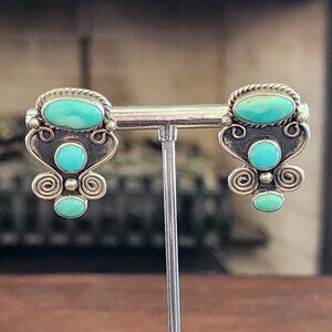 Tonya June Rafael Navajo Earrings Sterling Blue Turquoise Southwestern